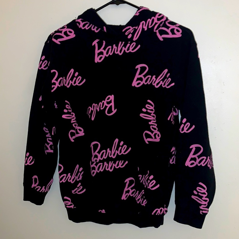 Barbie print sweater (with hood) and matching sweat pants.